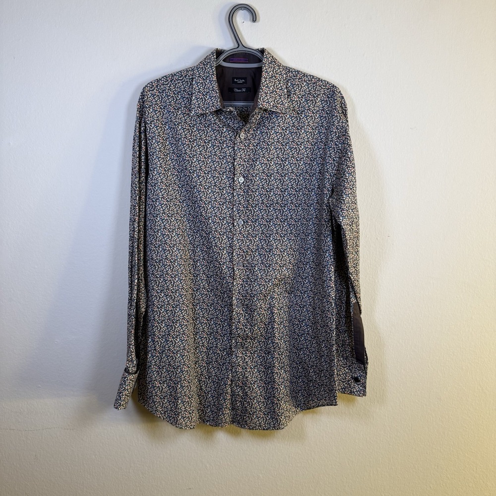 Paul Smith London Italy Pattern Shirt Flip Cuff Classic Fit size 16 /17